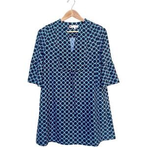 Jude Connally Women's Mini Dress Kerry 3/4 Bell Sleeve Printed Blue Size Small